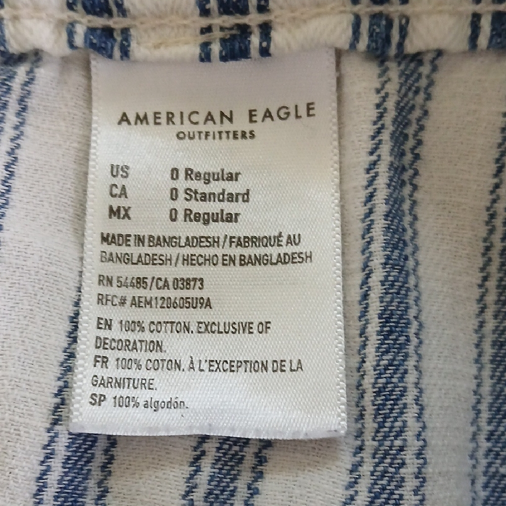 American Eagle Outfitters Blue and White Straight‎ Leg Pants Size 0 - Picture 7 of 8
